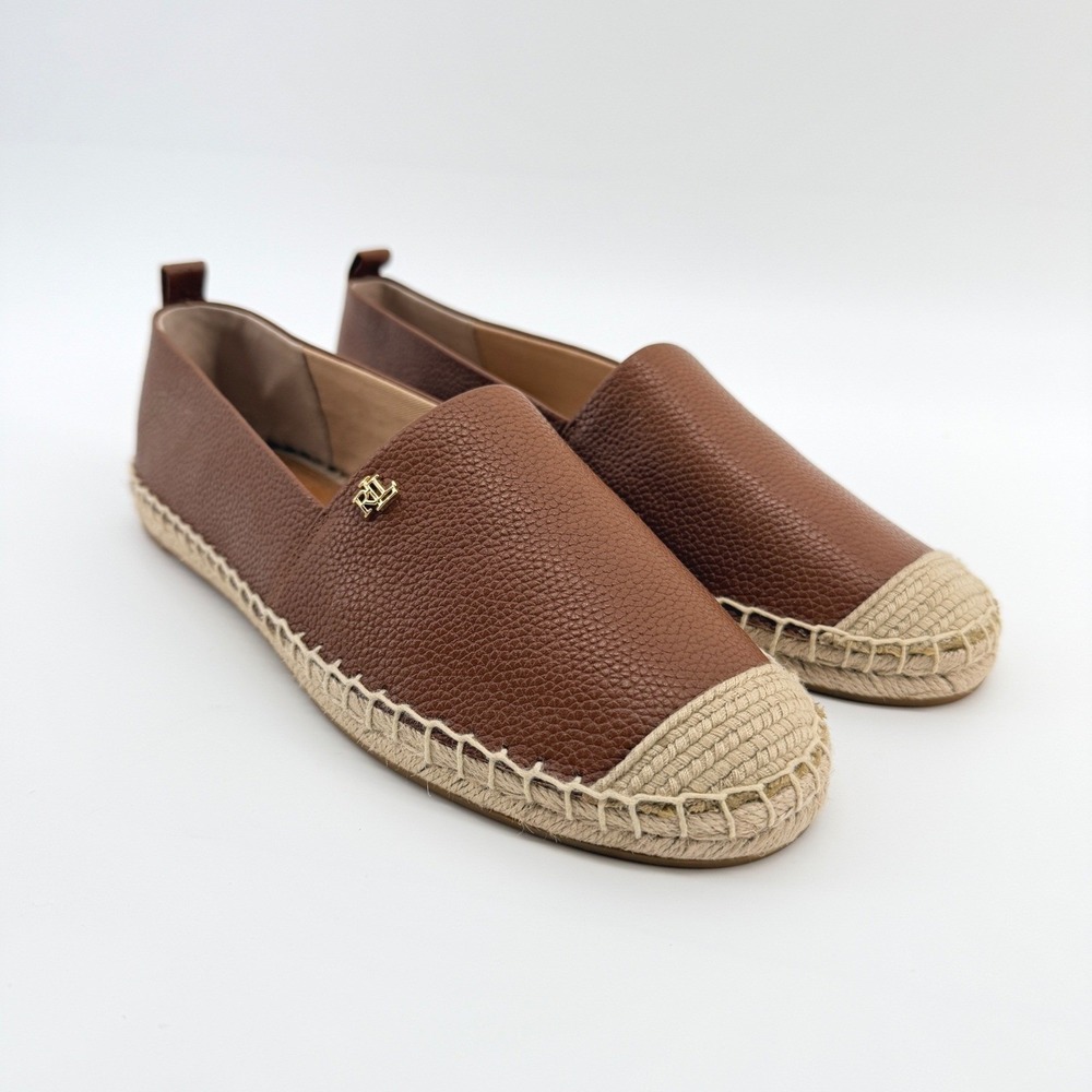 Lauren Ralph Lauren Cameryn IV Shoes Womens 8 Brown Leather Espadrille Loafers